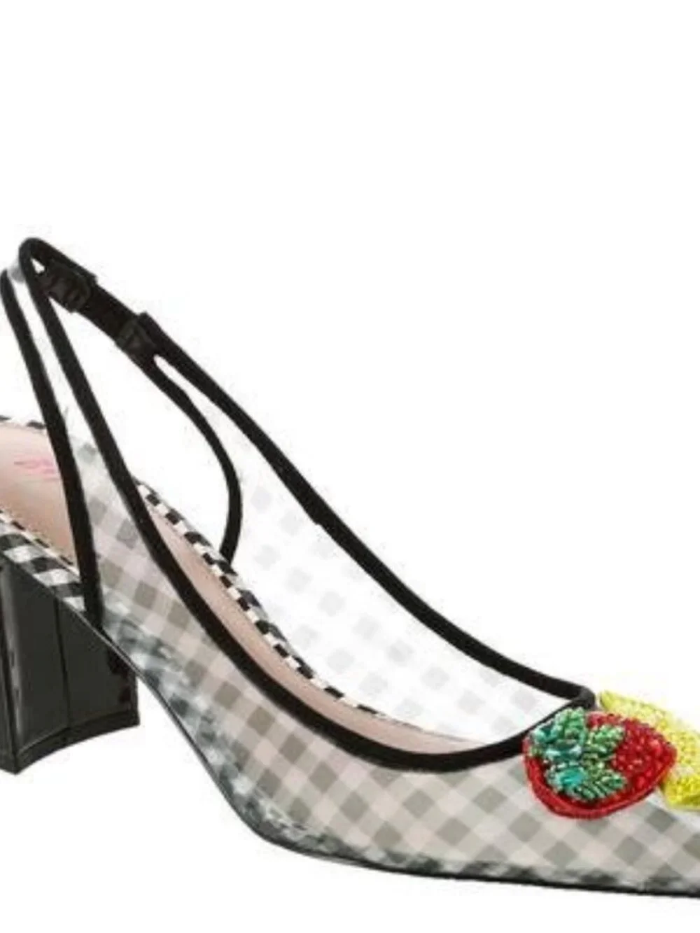 Betsey Johnson Laney Black Fruit Rhinestone Slingback Pumps Women’s Size 6.5 - Picture 9 of 10